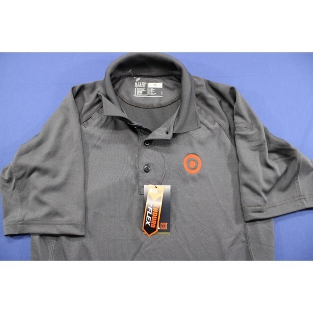 NWT 5.11 Polo Shirt‎ Enduro-Flex Target Emblem Charcoal Gray Small
